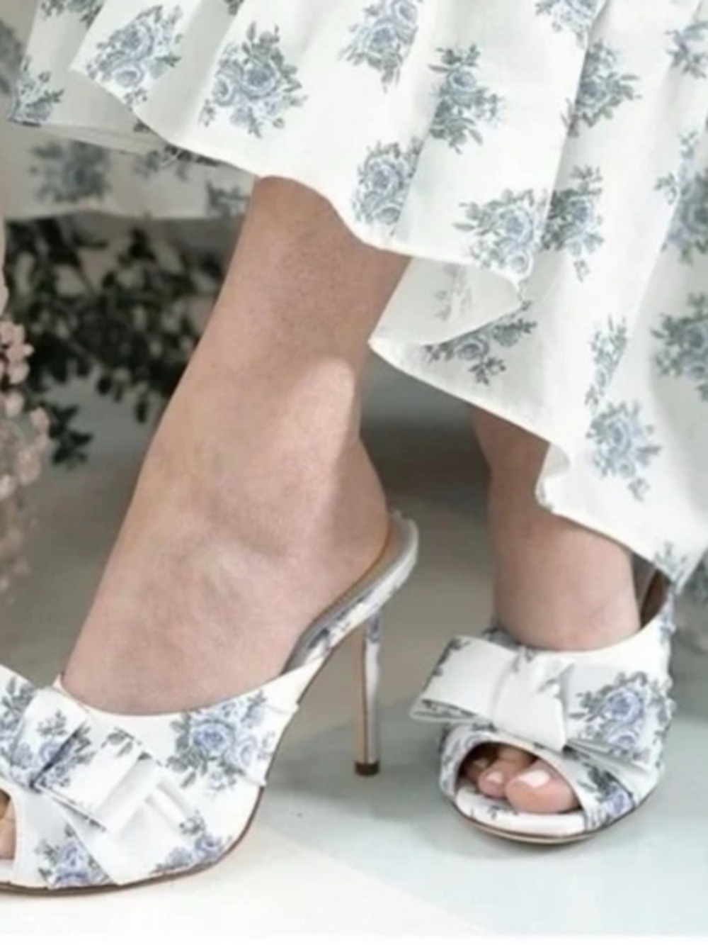 Antonio Melani x Born on fifth Arden Floral Bow High Heel Slide Mules